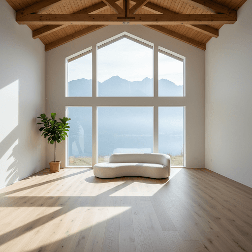 Minimalist airy home interior after a professional clearing, soft daylight